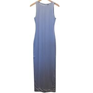 Naked Wardrobe Women's Bodycon Maxi Dress Sleeveless Stretch Light Blue L Large